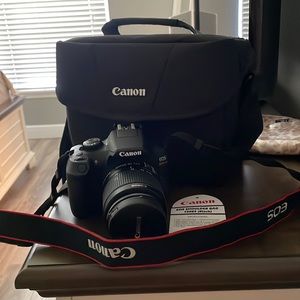 Canon Rebel EO5 T6 with shoulder bag, extra lens and charger etc